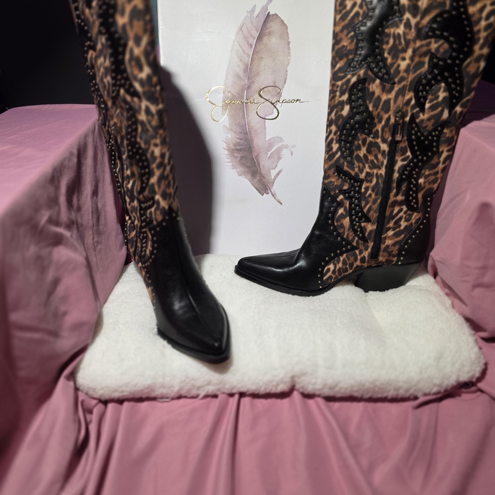 Jessica Simpson Tan and Black Boots